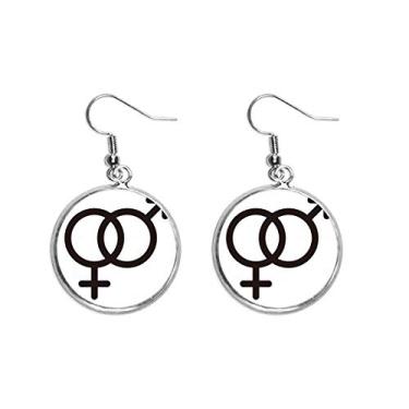 Imagem de Diferença de gênero igualdade entre homens e mulheres, brinco de arco-íris pendurado prata joia feminina