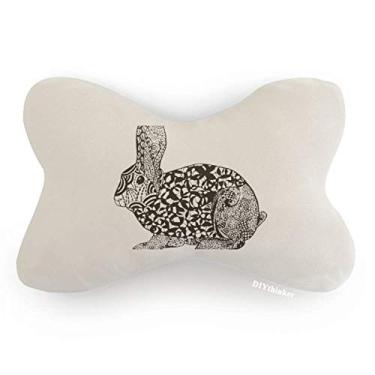 Imagem de DIYthinker Lindos coelhos gordos animal retrato esboço carro acabamento pescoço decoração almofada almofada almofada apoio de cabeça
