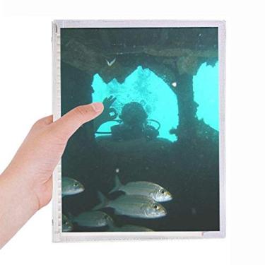 Imagem de Caderno com imagem natural de peixes de oceano para mergulho, diário de folhas soltas recarregável
