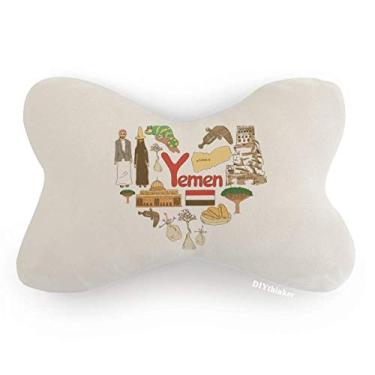 Imagem de DIYthinker Almofada de apoio para o pescoço do carro Yemen Love Heart Landscap com bandeira nacional