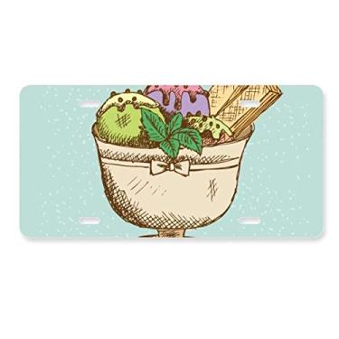 Imagem de DIYthinker Copo de biscoito, bola de sorvete, placa de licença para decoração de carro, acessório de aço inoxidável