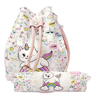 Imagem de Kit Infantil Bolsa e Estojo Gatinho Unicórnio, Magicc KI-093