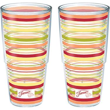 Imagem de Tervis Feito nos EUA, copo térmico de parede dupla Fiesta mantém as bebidas frias e quentes, 680 g - 2 peças, listras ensolaradas