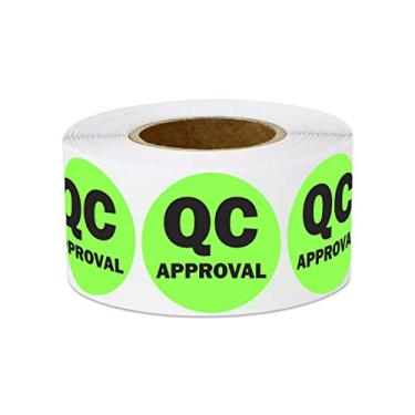 Imagem de Adesivos de aprovação QC - Círculo redondo de 2,5 cm em verde neon brilhante Etiquetas de aprovação QC para controle de qualidade Linha de produção Armazém Gerenciamento de Inventário Adesivos de