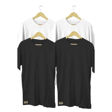 Imagem de Kit 4 Camisetas Masculinas Colomb 100% Algodão Branca e Preta-Masculino
