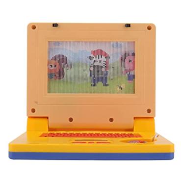Imagem de Computador portátil infantil de aprendizagem, brinquedos para laptop de desenho animado LED música de desenvolvimento cognitivo para meninos e meninas para aprendizagem precoce (mouse retrátil amarelo)
