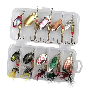 Imagem de 10x Iscas de Pesca Spinnerbait Trout Iscas Equipamento de Pesca com Caixa de Armazemento Equipamento de Pesca Spinnerbaits de Metal Duro para Bass, Estilize um