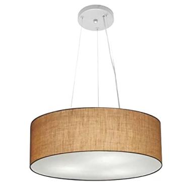 Imagem de Lustre Pendente Cilíndrico Cúpula Tecido 45x15 cm, Vivare Iluminação, Pendente4184 LP, Palha, Médio