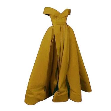 Imagem de UIFLQXX Vestido rodado para mulheres plus size vestido maxi comprimento até o chão, vestido de coquetel, vestidos de maternidade com decote em V, Amarelo, P