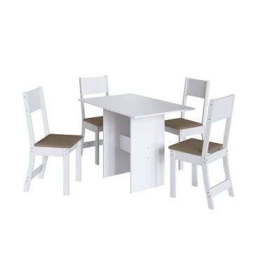Imagem de Conjunto Mesa Karla Paris Com 4 Cadeiras Branco Cacau - Indekes