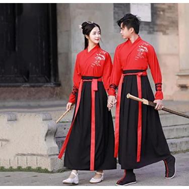 Imagem de Fantasia antiga chinesa plus size Hanfu masculino cavaleiro da antiguidade estudioso cosplay feminino terno chinês homem roupas orientais