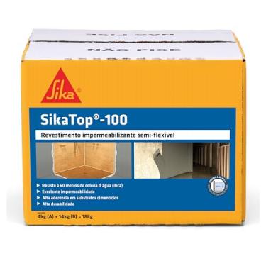 Imagem de Sika - Revestimento Impermeabilizante - Sikatop 100 Cinza - Concreto, argamassa e alvenaria – Caixa de 18Kg