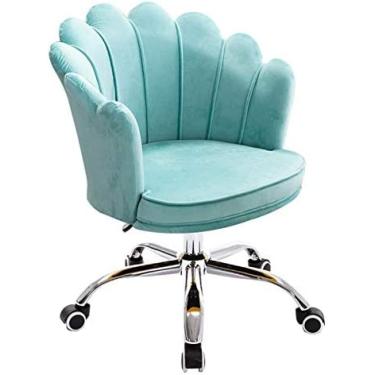 Imagem de Cadeira de escritório Cadeira giratória ergonômica giratória, branca, bonita e moderna, cadeira de mesa estofada em veludo, cadeira giratória ajustável, quarto, sala de estar, cadeira de laz