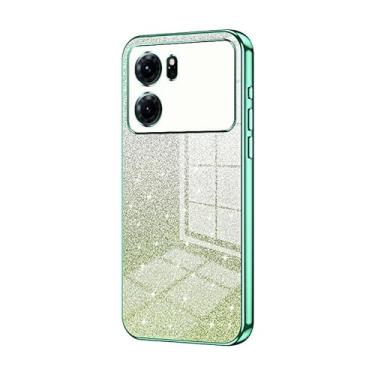 Imagem de Capa Protetora para Celular Compatível com capa OPPO K10 5G, capa protetora híbrida de galvanoplastia com glitter transparente, capa protetora fina transparente antiarranhões de TPU com absorção de ch