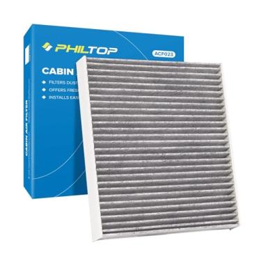 Imagem de PHILTOP Filtro de ar da cabine, substituição para CF12157, Camry, RAV4, Corolla, RX350, Prius, C-HR, ES350, Avalon, CX-9, ES300h, RX450h, etc., filtro de cabine premium com filtro de carbono ativado, pacote com 1