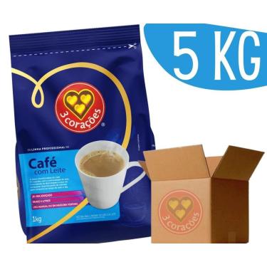 Imagem de Café Com Leite Soluvel 3 Corações Instantâneo Vending 5X 1Kg