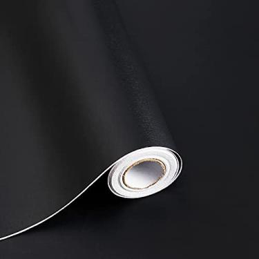 Imagem de Papel de parede autoadesivo temporário removível de 1,59 cm x 45 cm preto removível para contato autoadesivo impermeável para rolos de vinil de revestimento de parede
