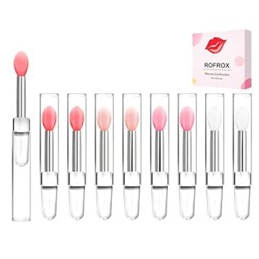 Imagem de Ferramenta de pincéis labiais de silicone, pincéis aplicadores de batom com tampas para pincéis de beleza de maquiagem, pincel labial de sombra para aplicar óleo de máscara, brilho labial de batom, 8