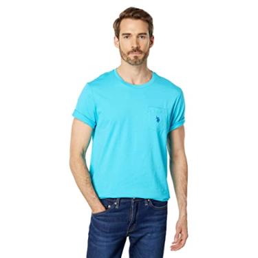 Imagem de U.S. Polo Assn. Camiseta masculina gola redonda com bolso (cor Grupo 2 de 2), Scuba Blue, G