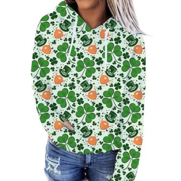 Imagem de Camiseta feminina com estampa de trevo do Dia de São Patrício, verde, camiseta irlandesa moderna de São Patrício, Laranja, 5G