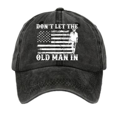 Imagem de Boné Don't Let The Old Man in Hat Country Music Boné Old Man Vintage Bandeira Americana Chapéus Western Country Unissex, Preto, M