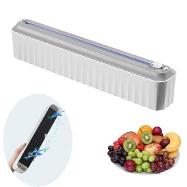 Imagem de COFICINA Dispensador magnético recarregável de plástico com cortador, dispensador de filme aderente de alimentos com cortador, dispensador de papel alumínio e plástico aderente, cortador de filme