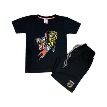 Imagem de Conjunto Camiseta e Short Infantil Motocross Trilha Estiloso Top-Unissex