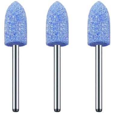 Imagem de Kit 3 Ponta Montada 10Mm Azul Bala Haste 3Mm Micro Retífica