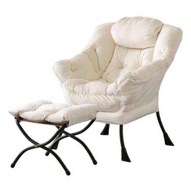 Imagem de LITA Cadeira preguiçosa com otomano, sofá estofado de lazer com acento moderno, cadeiras de leitura contemporâneas com apoios de braços e um bolso lateral para sala de estar, quarto e espaço pequeno