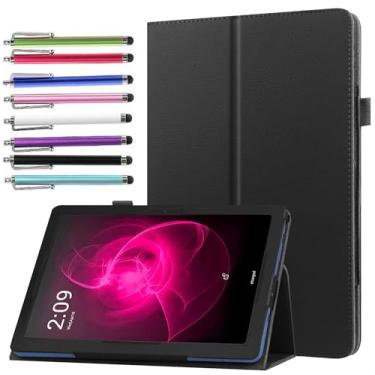 Imagem de elitegadget Capa para tablet TCL TAB 10 NXTPAPER 5G 10,4 polegadas modelo 9199S - Capa de couro PU fina e leve + 1 caneta Stylus (preto)