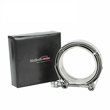 Imagem de BLACKHORSE-RACING braçadeira de parafuso em V de aço inoxidável de 7,6 cm com 2 flanges macho fêmea para sistemas de escape Turbo Downpipes 76 mm SS V-Band Kit de flange