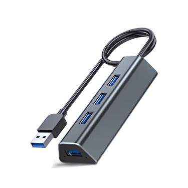Imagem de MEANHIGH Divisor USB 3.0 Hub de 4 Portas Micro USB Ultrafino, Suporte de Carregamento, Tamanho Mini para Laptop, Macbook, Chromebook, Surface Pro, PC, Pen Drive, HDD Móvel