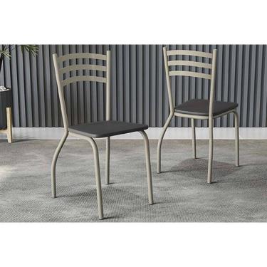 Imagem de Cadeira Sala de Jantar Portugal 2C007NK Aço Kit 2 Uni Niquel/Preto 110 - Kappesberg