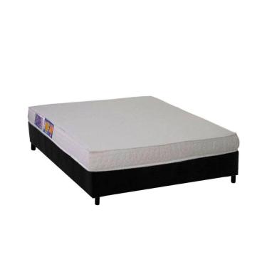 Imagem de Conjunto Box Viúva: Colchão Espuma Ortobom D23 Light Saúde + Base CRC Suede Black(128x188)