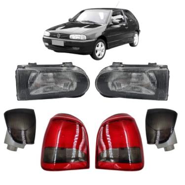 Imagem de Kit Farol Máscara Negra, Lanterna e Pisca Fumê Gol Bola G2