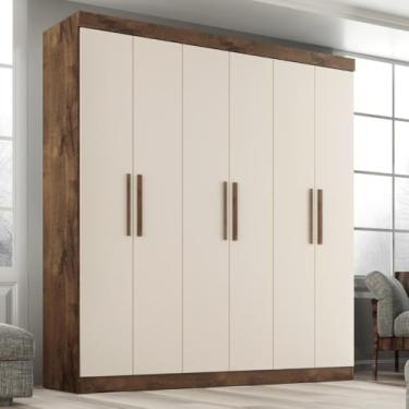 Imagem de Guarda Roupa Casal Lisboa 6 Portas 2 Gav Chocolate/off White