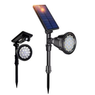 Imagem de Luminaria Solar Spot Arandela LED Espeto Sensor Movimento Presença Angulo Ajustavel Parede Jardim Quintal Garagem Entrada Iluminaçao Arbusto Caminho