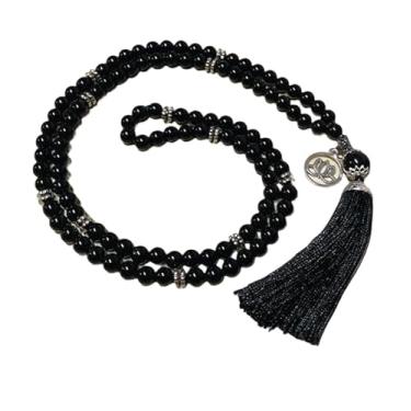 Imagem de Japamala Ônix 108 Contas Pedras Colar Meditação Mantras