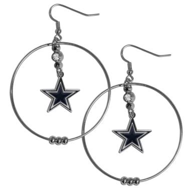 Imagem de Brincos de argola NFL Siskiyou Sports femininos Dallas Cowboys 5 cm tamanho único cor do time