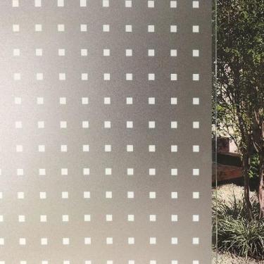 Imagem de Pelicula Adesiva Eletrostatica para Porta de Vidro Quadradinhos Branco