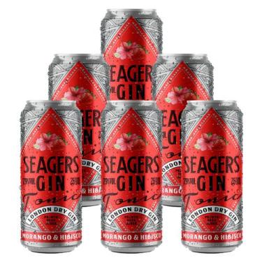 Imagem de Gin Tônica Seagers Morango e Hibisco Lata 269ml 6 Unidades