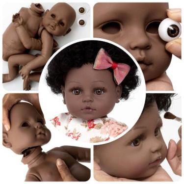 Imagem de Kit Molde Bebê Reborn Realista Menina Negra 52cm Silicone - Cegonha Re