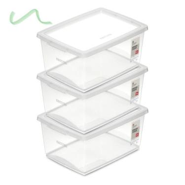 Imagem de 3 Caixa Organizadora Com Tampa Plástico Cristal Ordene 7,5l