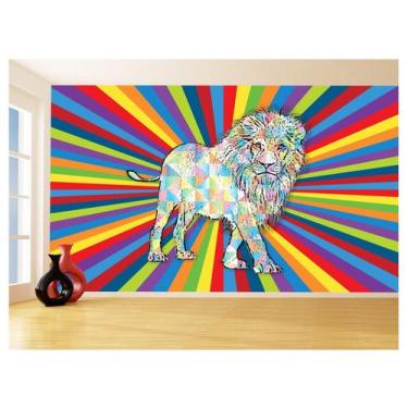 Imagem de Papel De Parede Animais Pop Art Leão Rei Selva 3,5M Pxa43 - Você Decor