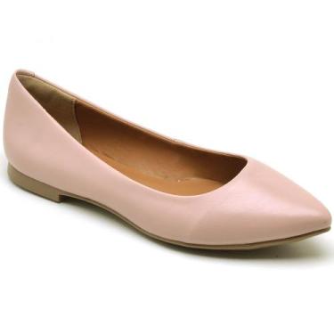 Imagem de Sapatilha Bico Fino KRN Shoes de Couro Basica Lisa com Salto Baixo Qua