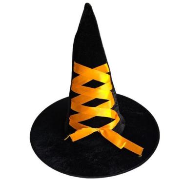 Imagem de Chapéu Bruxa preto com fitas festa das Halloween - Xiao, Laranja