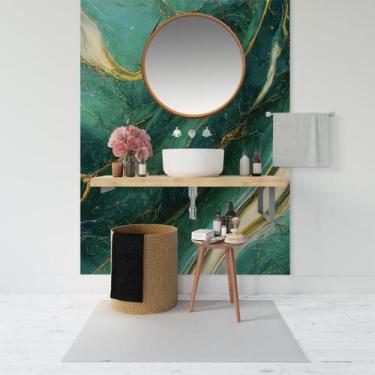 Imagem de Papel de Parede Painel 3D Mármore Verde e Dourado  1,5M Revestimento A