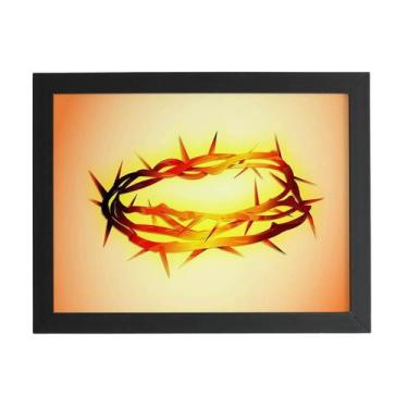 Imagem de Quadro Coroa De Espinhos Jesus Cristo Moldura Preta 60X40Cm - Plimshop