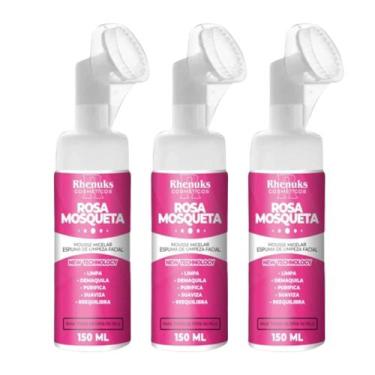 Imagem de 3x Mousse Micelar Espuma de Limpeza Facial Rosa Mosqueta 150ml - Rhenu