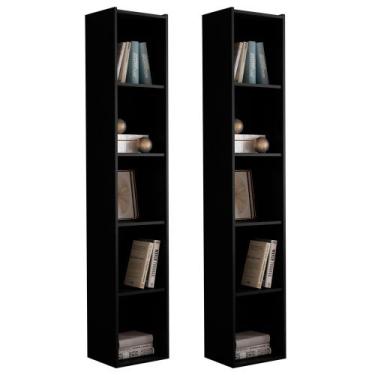 Imagem de Kit 2 Estantes Livreiro Organizador Multiuso Janaína 5 Nichos Preto - 